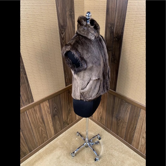 MUSI CANADA BROWN SHEARED & LONG HAIRED BEAVER TRIM FUR VEST JACKET SMALL 2 - 4 - Picture 3 of 11